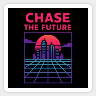 “Chase the Future – Retrowave Neon City Artwork Magnet
